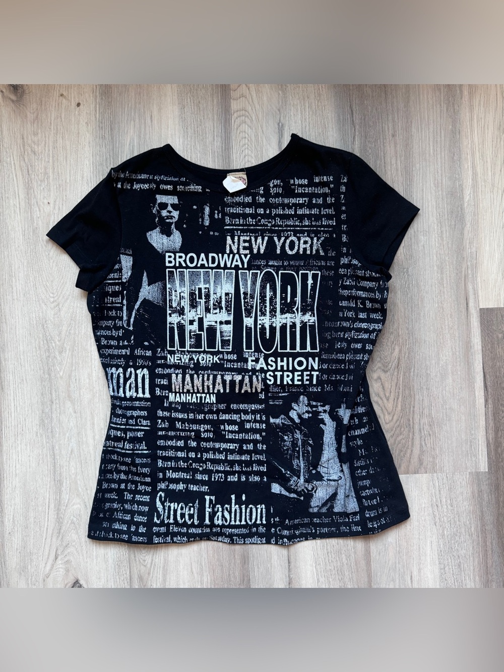Vintage Y2K New York City Shirt Women’s Large Broadway AOP Short Sleeves T-Shirt